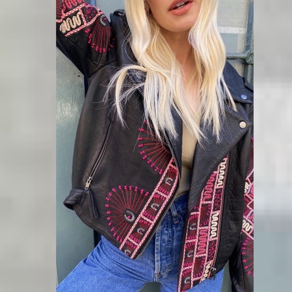 Free People Zandra Rhodes Stardust Biker Jacket - Picture 6 of 11